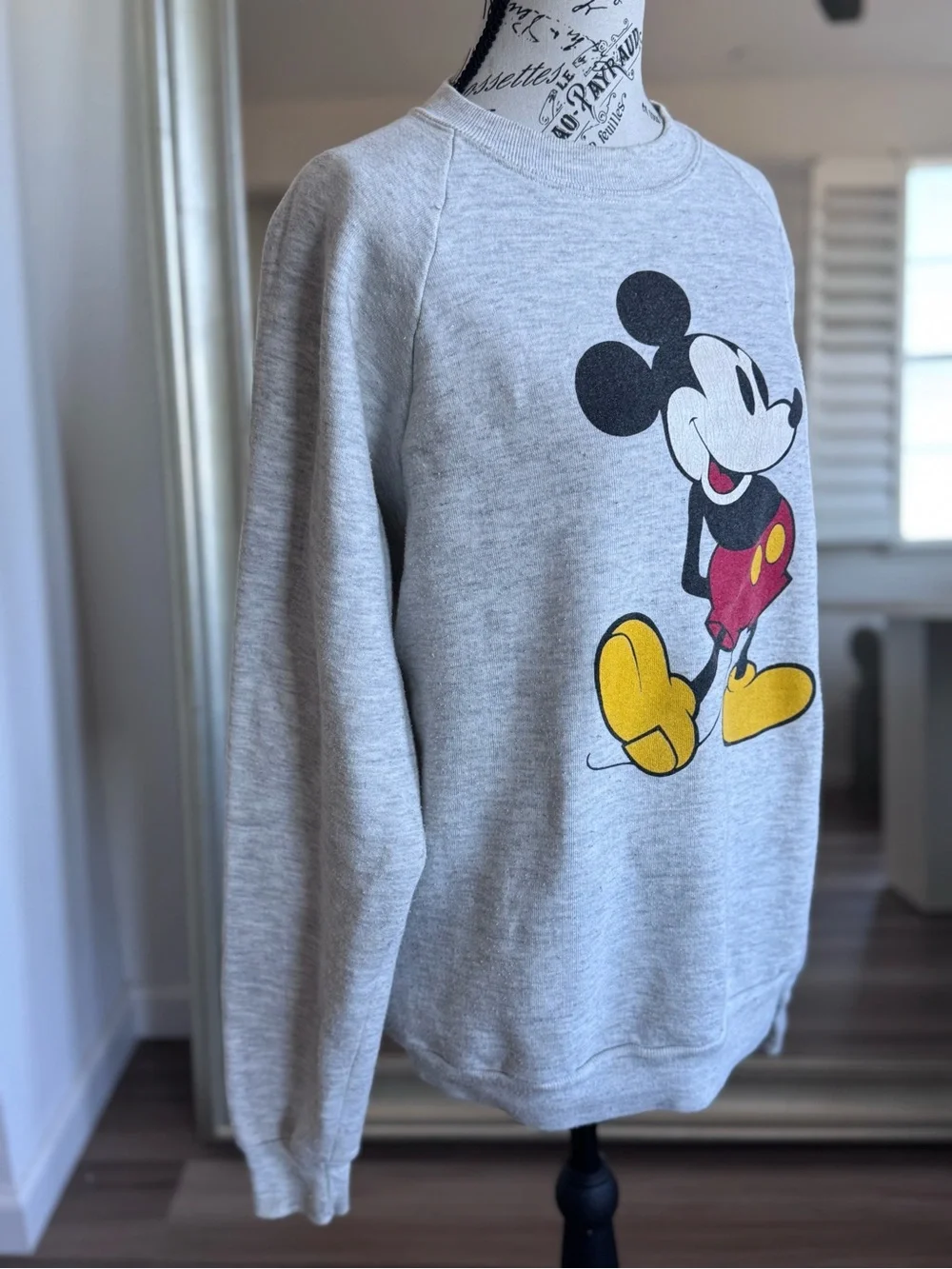 Vintage 80s Disney Mickey Mouse Sweatshirt Top Graphic Mens Size XL USA Gray